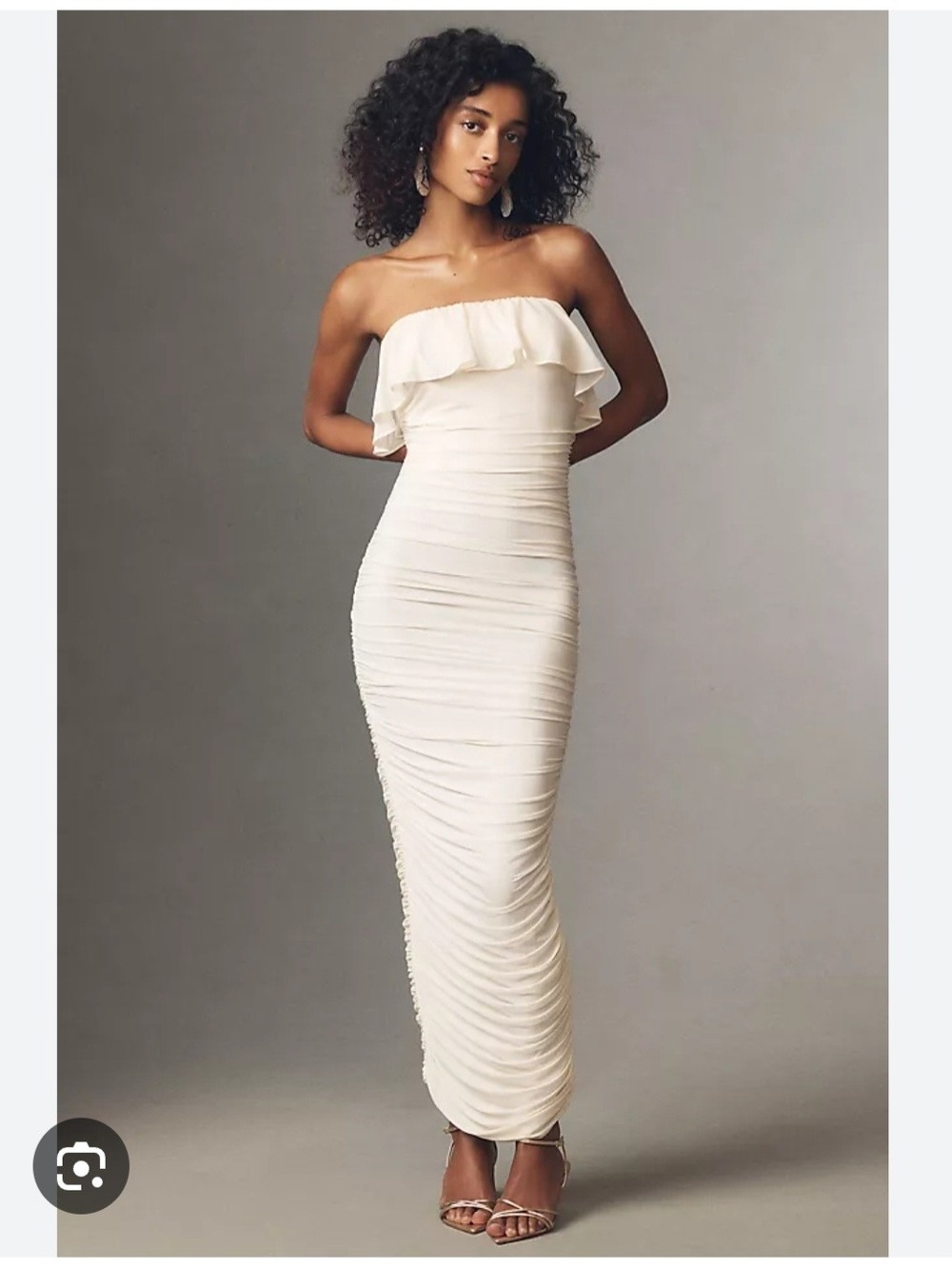 Ronny Kobo Dominica Strapless Ruched Maxi Dress Ivory Size Medium NWT